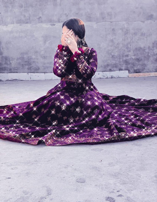 Purple Sheesh Mahal Maxi A Regal Ensemble Fit for Royalty! 👗 - Virsa