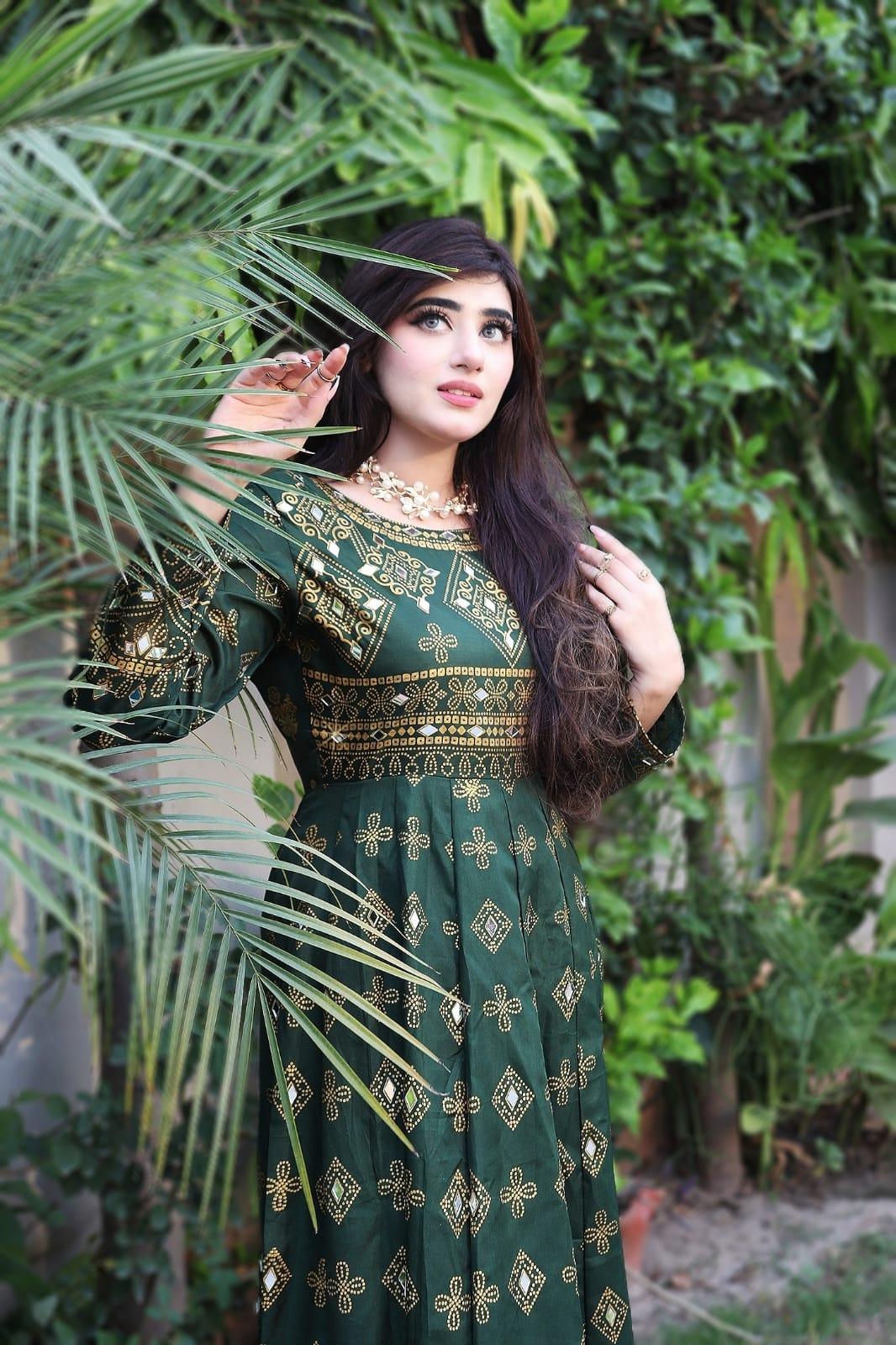 Green Sheesh Mahal Maxi A Regal Ensemble Fit for Royalty! 👗 - Virsa